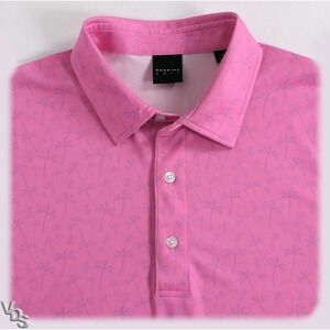 MINT Dunning Golf Pink Performance Polo Shirt Men's M ~ Tropical Tree Print
